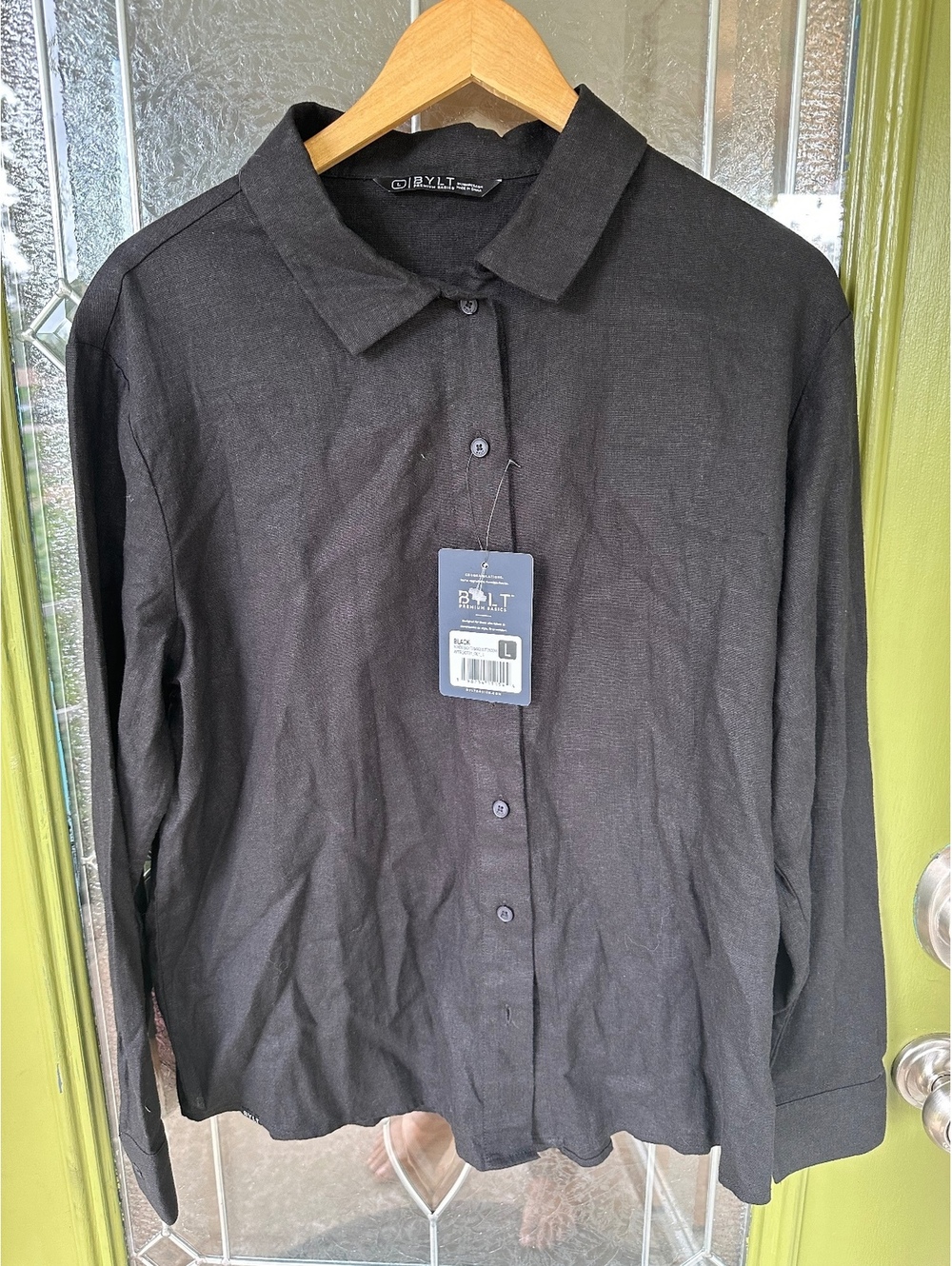 Bylt women’s button down long sleeve linen blend collared size large